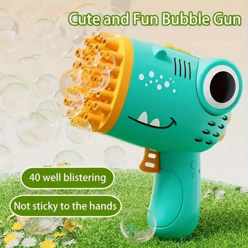 Dinosaur-Themed Automatic Bubble Blower 40-Hole Handheld Toy Gun - A-1 Thread Vault