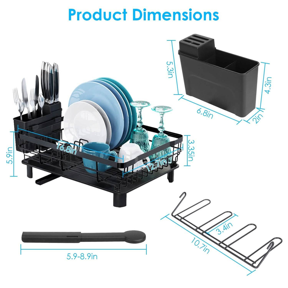 Dish Drying Rack Drain Board Utensil Holder Organizer - A-1 Thread Vault
