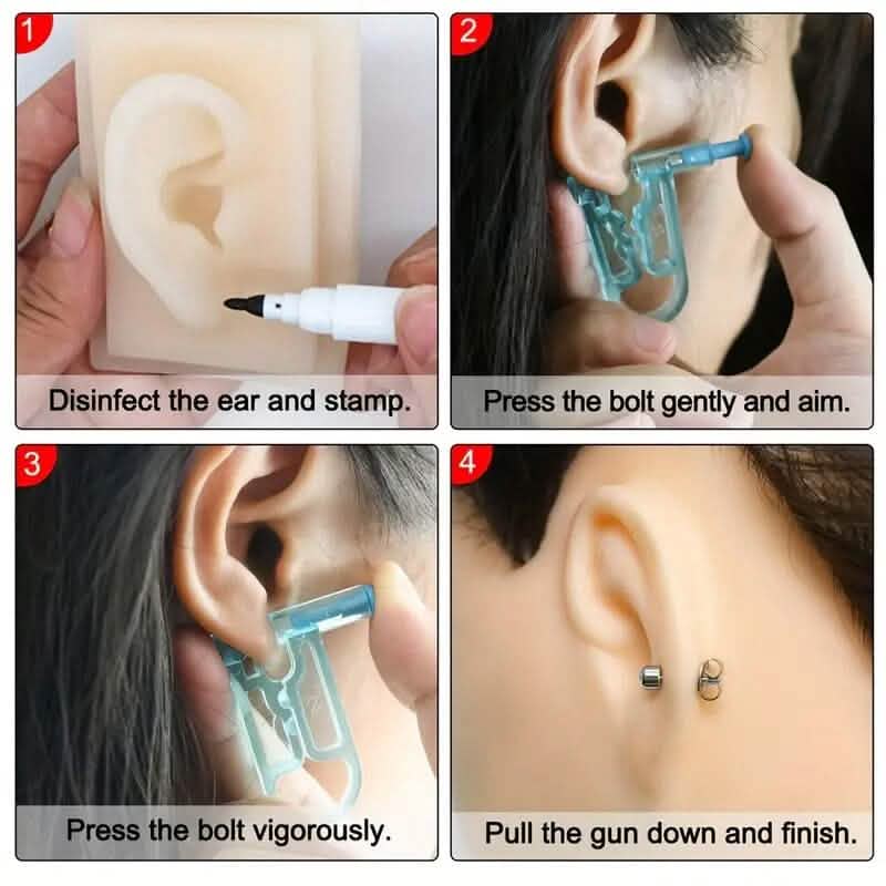 Disposable Safety Crystal Earring Piercer Machine with Stud - A-1 Thread Vault