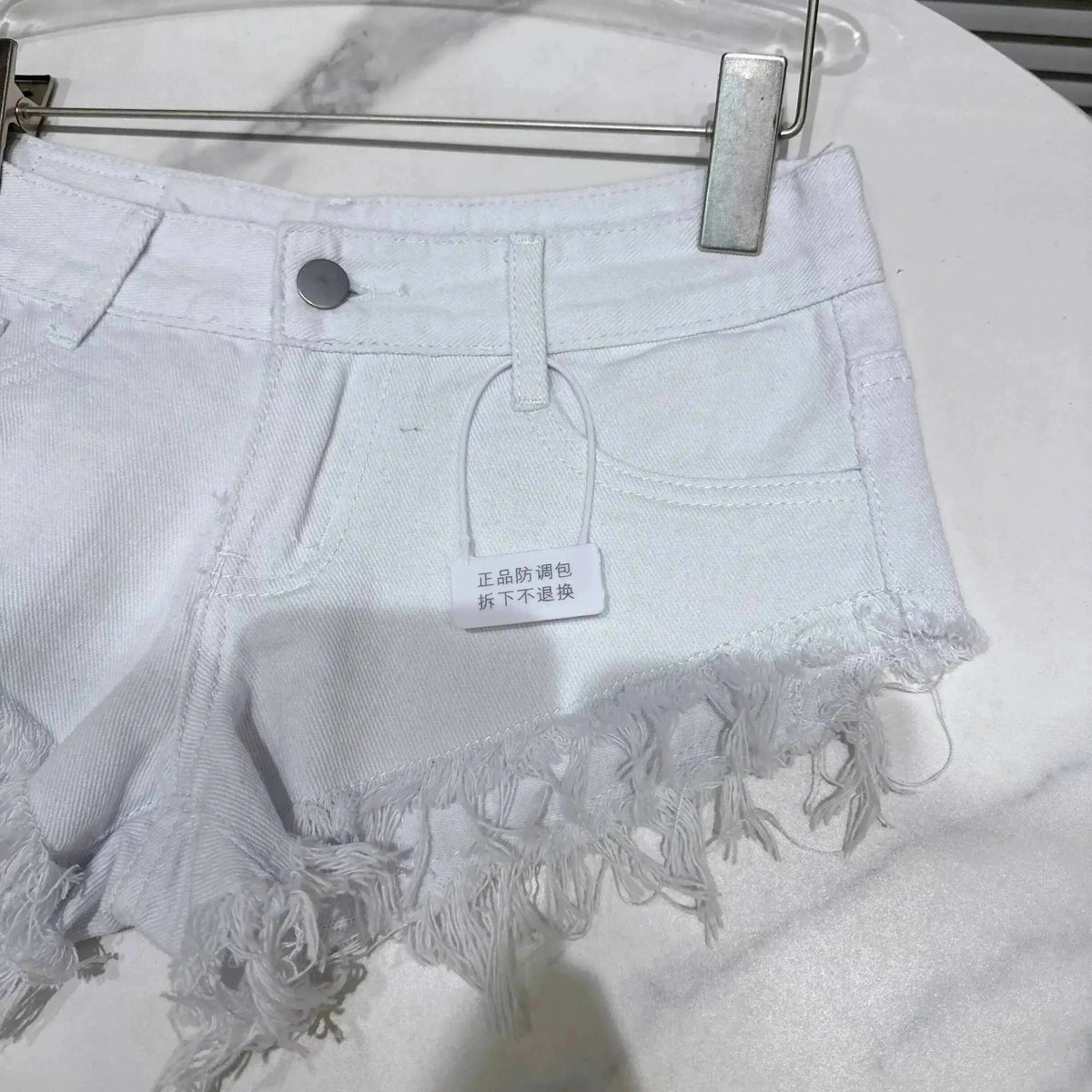 Distressed Raw-Hem Low-Rise Denim Shorts - A-1 Thread Vault