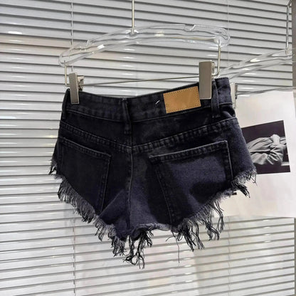 Distressed Raw-Hem Low-Rise Denim Shorts - A-1 Thread Vault