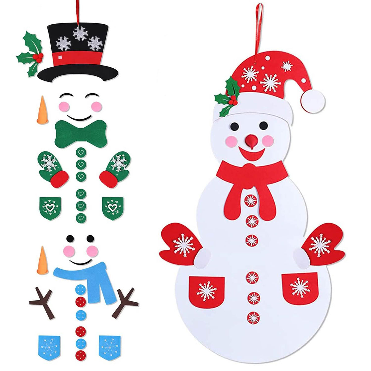 DIY Felt Christmas Hanging Decorations Kits with 54 Piece Detachable Ornaments - A-1 Thread Vault