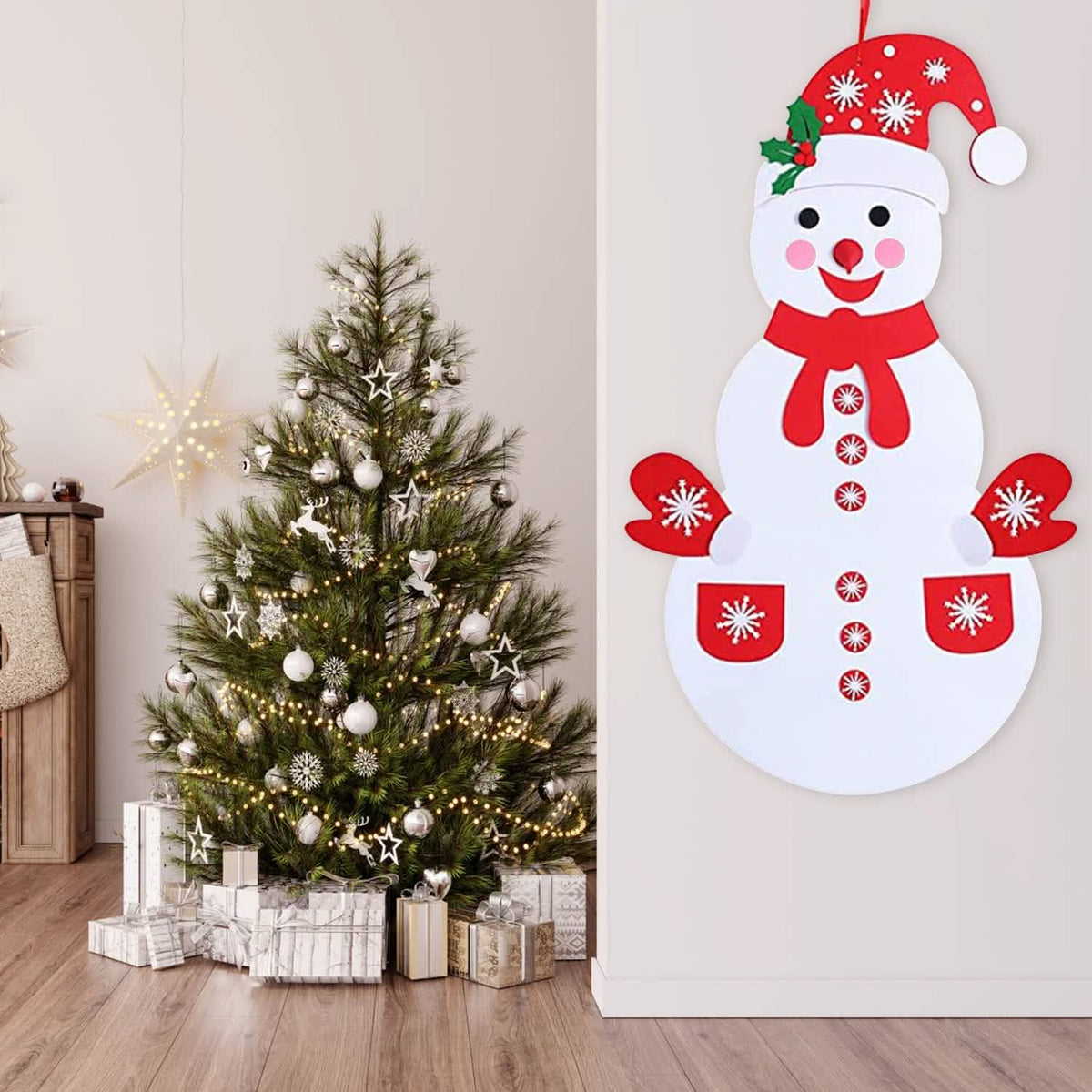 DIY Felt Christmas Hanging Decorations Kits with 54 Piece Detachable Ornaments - A-1 Thread Vault