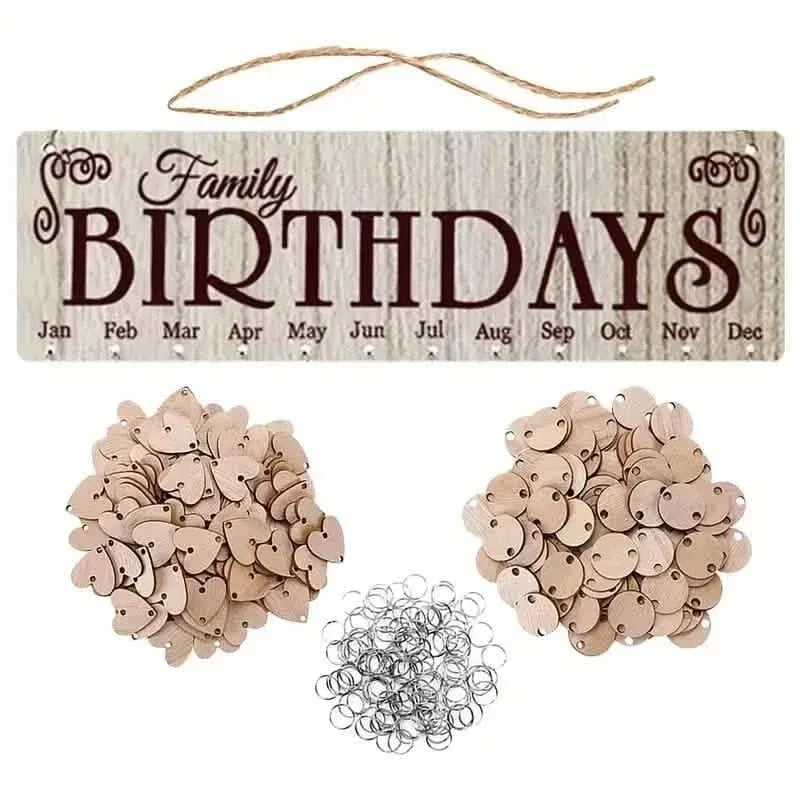 DIY Wooden Family Birthday Board Hanging Sign Pendant - A-1 Thread Vault