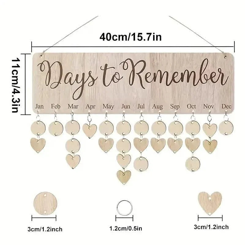DIY Wooden Family Birthday Board Hanging Sign Pendant - A-1 Thread Vault