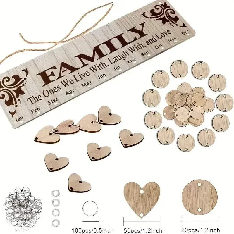 DIY Wooden Family Birthday Board Hanging Sign Pendant - A-1 Thread Vault