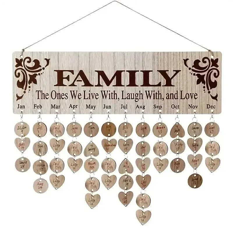 DIY Wooden Family Birthday Board Hanging Sign Pendant - A-1 Thread Vault