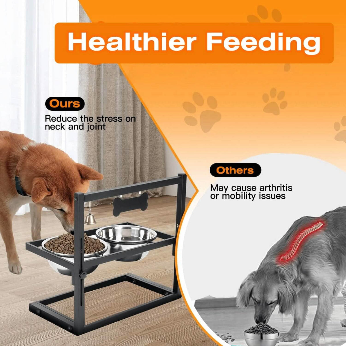 Dog Raised Bowls with Adjustable Height Stainless Steel - A-1 Thread Vault