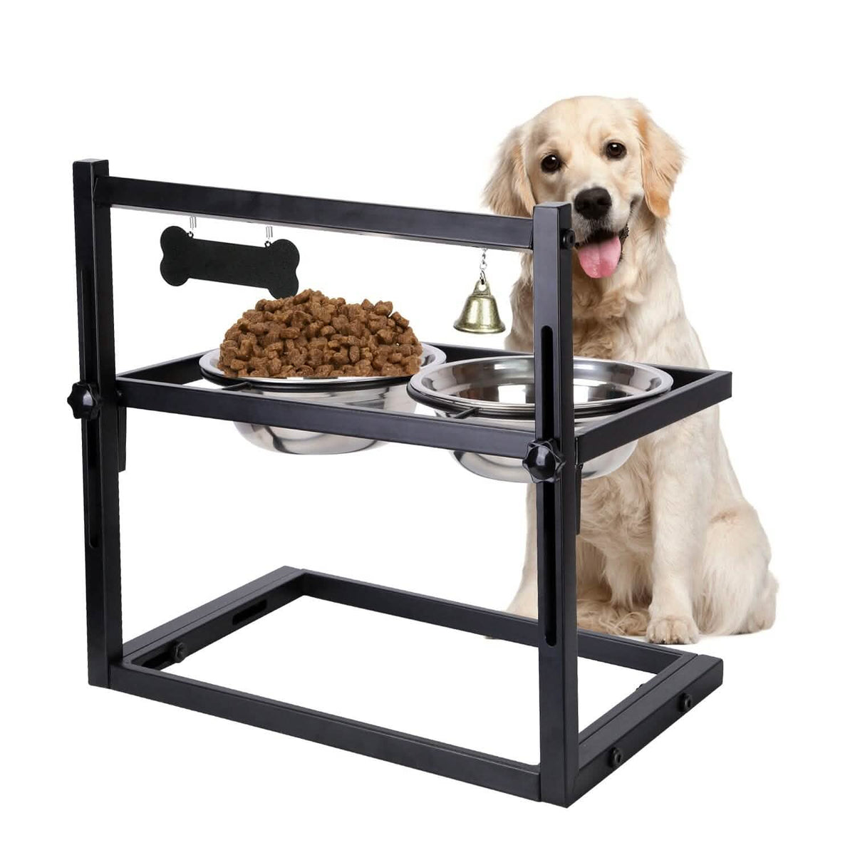 Dog Raised Bowls with Adjustable Height Stainless Steel - A-1 Thread Vault