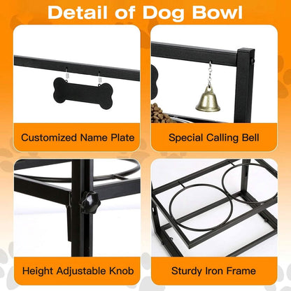 Dog Raised Bowls with Adjustable Height Stainless Steel - A-1 Thread Vault