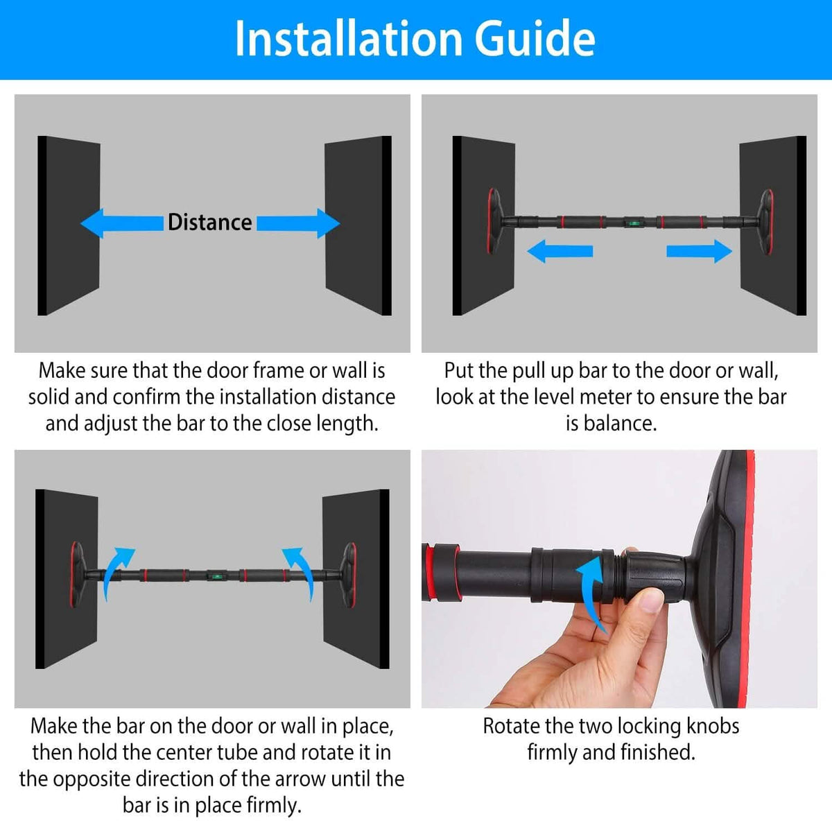 Doorway Pull Up Bar Heavy Duty with Foam Grips Level - A-1 Thread Vault
