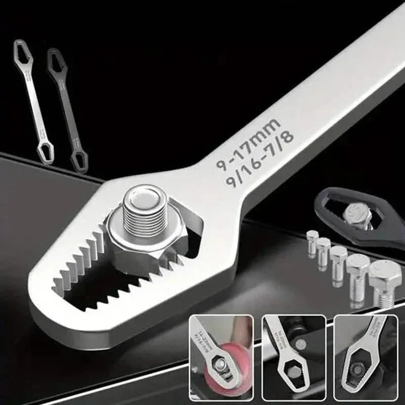 Double End Multifunctional Universal Wrench, 3-17mm Self-Tightening Lazy Wrench Repair Tools - A-1 Thread Vault