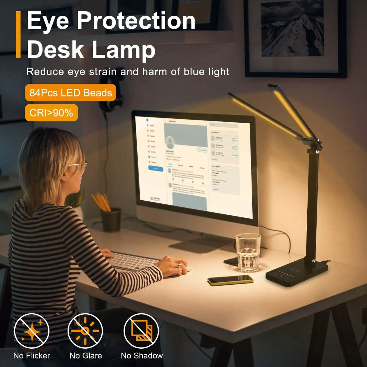 Double Head Desk Lamp with Wireless Charging USB Port - A-1 Thread Vault