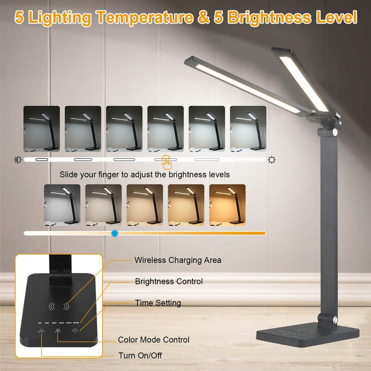Double Head Desk Lamp with Wireless Charging USB Port - A-1 Thread Vault