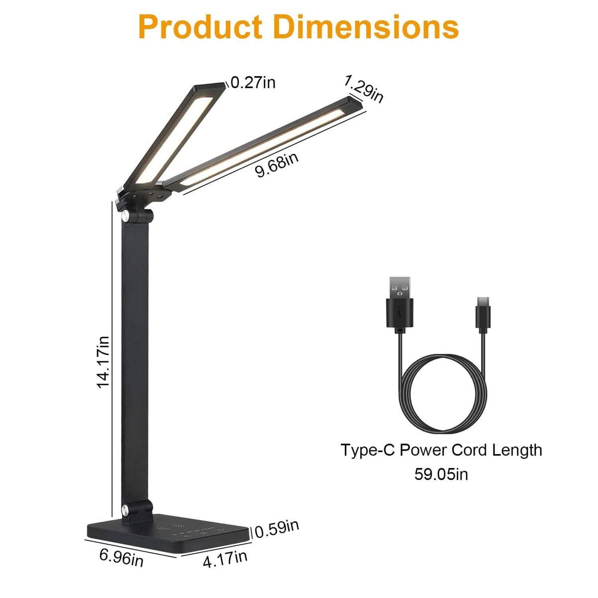 Double Head Desk Lamp with Wireless Charging USB Port - A-1 Thread Vault