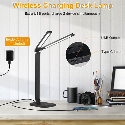 Double Head Desk Lamp with Wireless Charging USB Port - A-1 Thread Vault