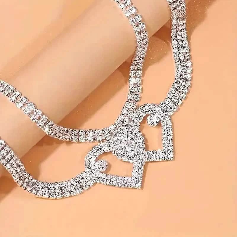Double Love Heart Rhinestone Chain Anklet Set - A-1 Thread Vault