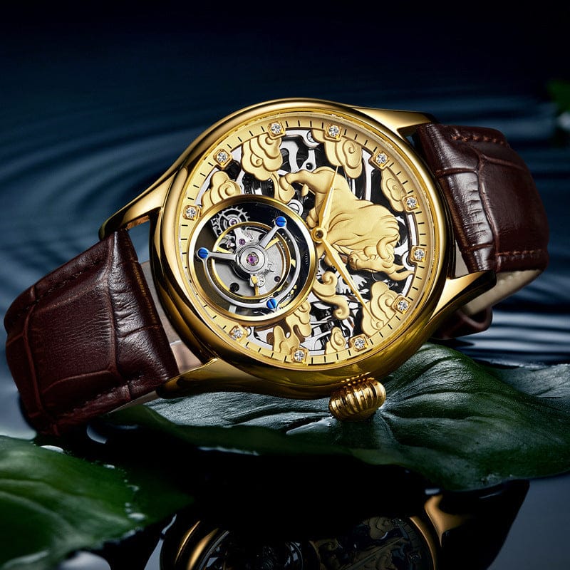 Double-sided Gemstone Glass Mechanical Watch - A-1 Thread Vault