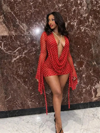 Draped Cowl Neck Printed Backless Mini Dress - A-1 Thread Vault