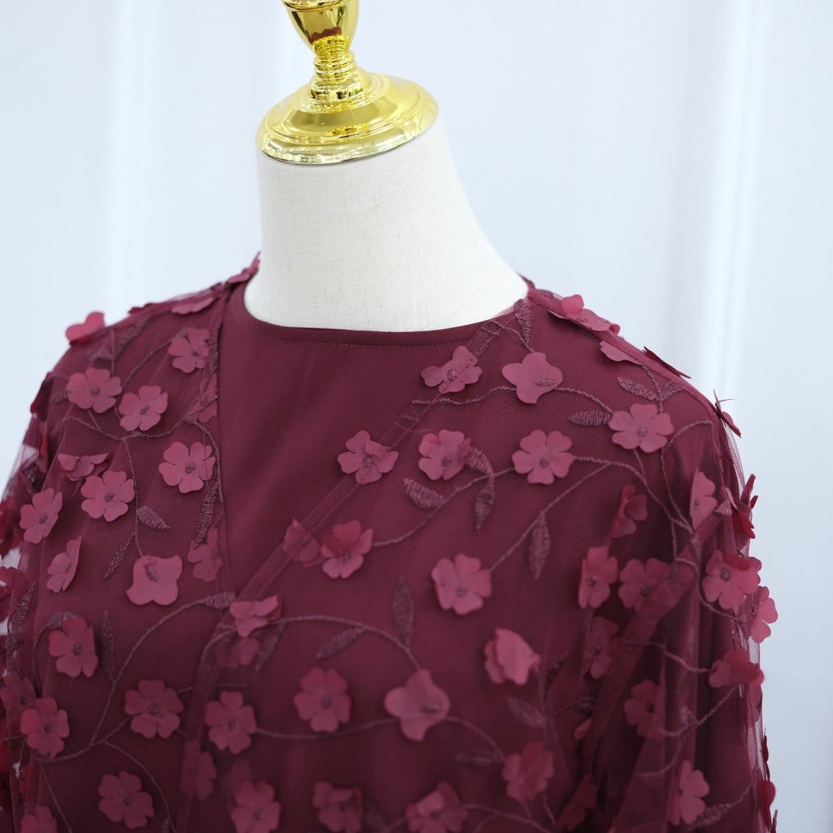 Dreamy 3D Flower Mesh Open Abaya Set(MOA313) - A-1 Thread Vault