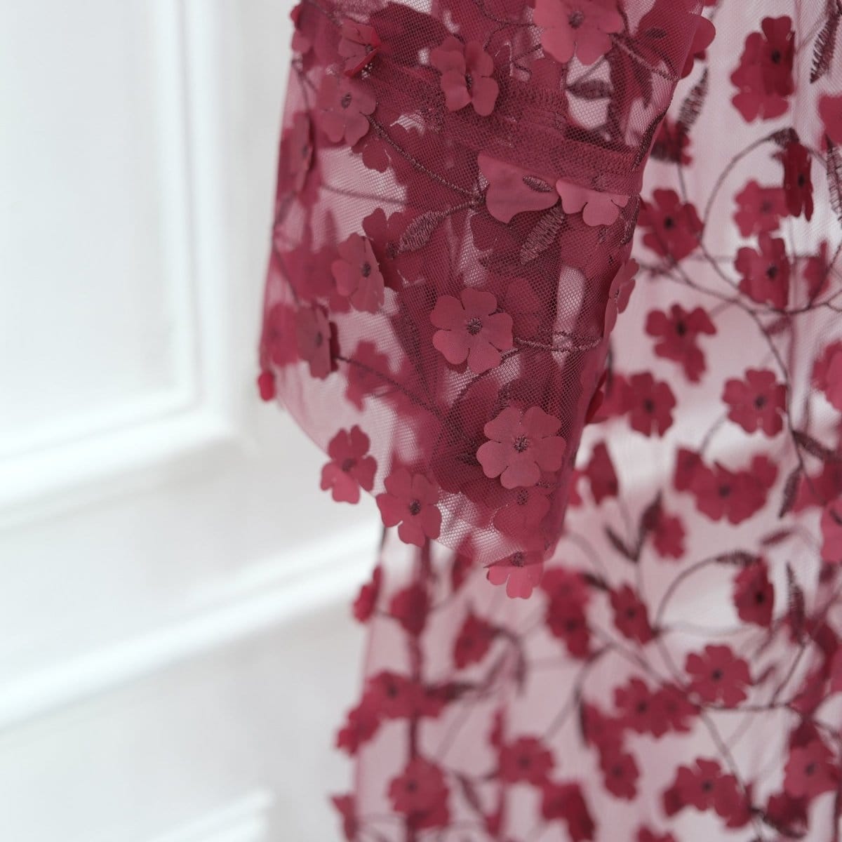Dreamy 3D Flower Mesh Open Abaya Set(MOA313) - A-1 Thread Vault