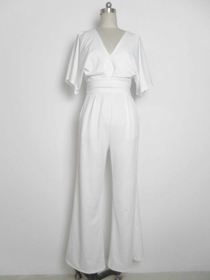 Dress Jumpsuit Explosive Deep V High Waist Wide Leg Trousers - A-1 Thread Vault
