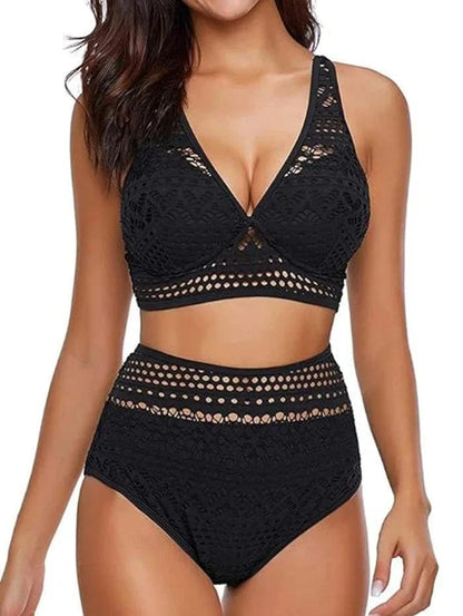 Dressfo Women's Gothic Bikini Swimsuit Bat Crescent Star Print Bathing Suit Cinched Mesh Lace Up Cut Out Swimwear Two Piece Set - A-1 Thread Vault
