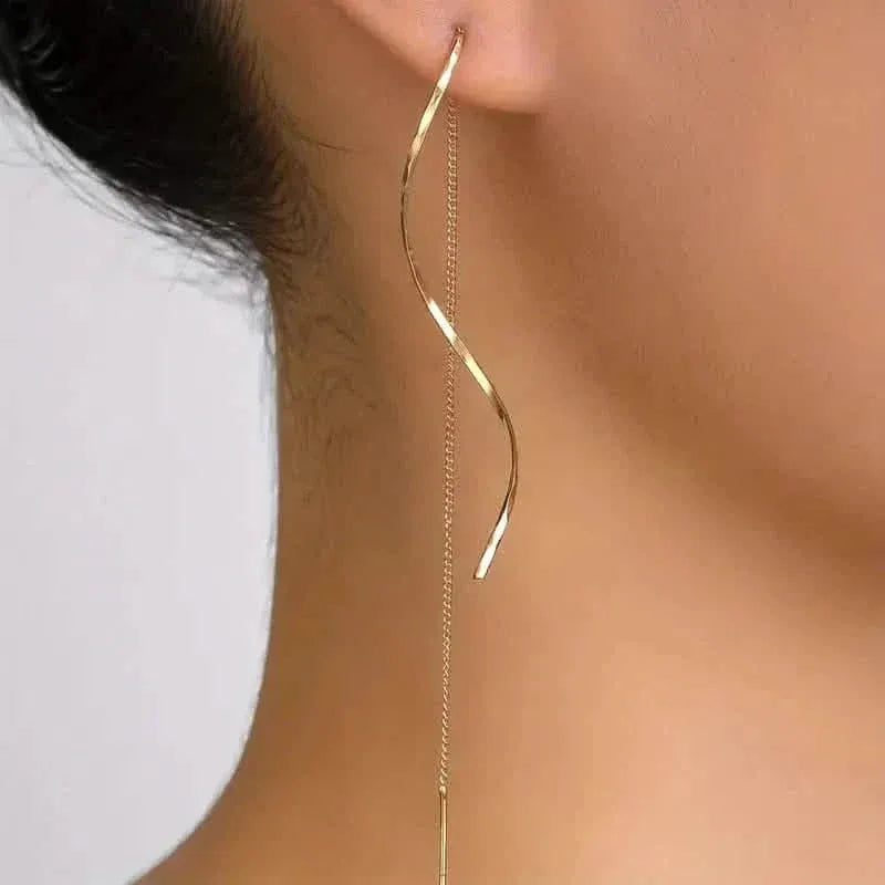 Drop Earrings Golden S Design - A-1 Thread Vault