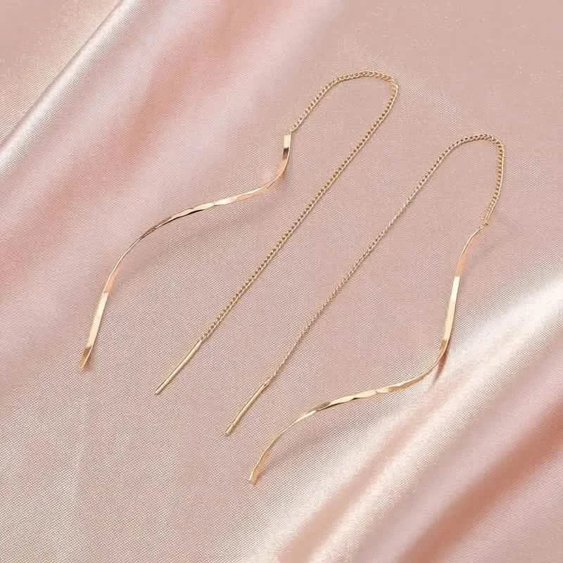 Drop Earrings Golden S Design - A-1 Thread Vault