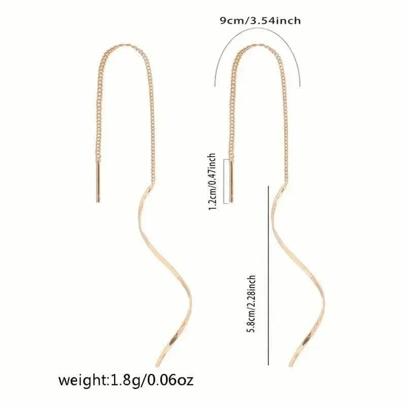 Drop Earrings Golden S Design - A-1 Thread Vault