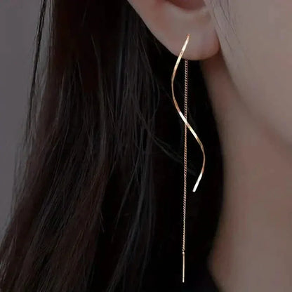 Drop Earrings Golden S Design - A-1 Thread Vault