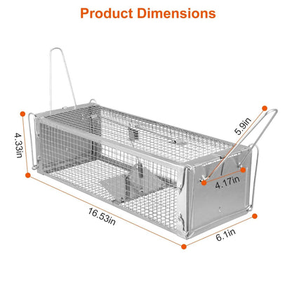 Dual Door Rat Trap Cage Humane with 2 Detachable U Shape Rod - A-1 Thread Vault