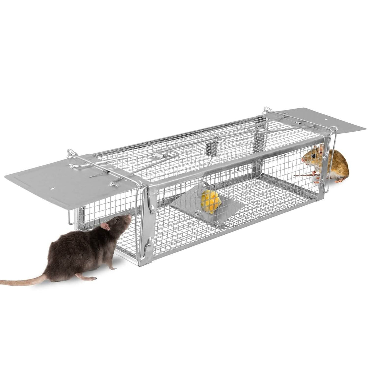 Dual Door Rat Trap Cage Humane with 2 Detachable U Shape Rod - A-1 Thread Vault