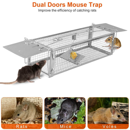 Dual Door Rat Trap Cage Humane with 2 Detachable U Shape Rod - A-1 Thread Vault