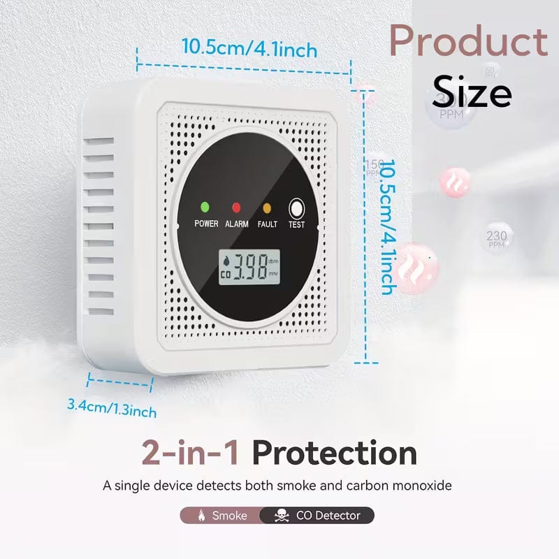 Dual Sensor Smoke & Carbon Monoxide Detector Alarm with LCD Display - A-1 Thread Vault