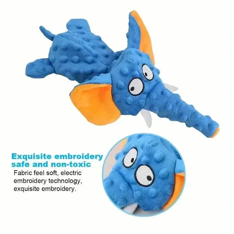 Durable Squeaky Elephant Plush Dog Toy - Bite-Resistant, Teeth Cleaning for All Breeds - A-1 Thread Vault