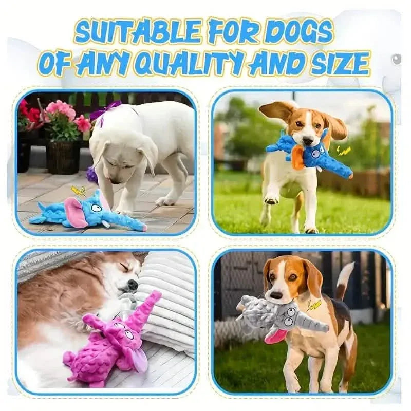 Durable Squeaky Elephant Plush Dog Toy - Bite-Resistant, Teeth Cleaning for All Breeds - A-1 Thread Vault