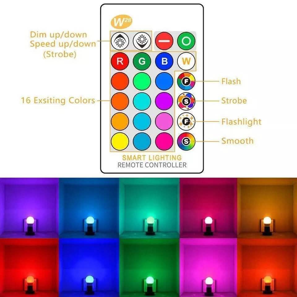 E27 RGB LED Light Bulb 16 Color Changing Magic RGBW Colorful Remote Control Lamp - A-1 Thread Vault