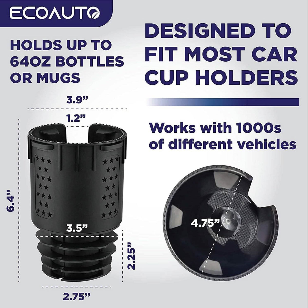 EcoAuto Cup Holder Expander for Car - A-1 Thread Vault