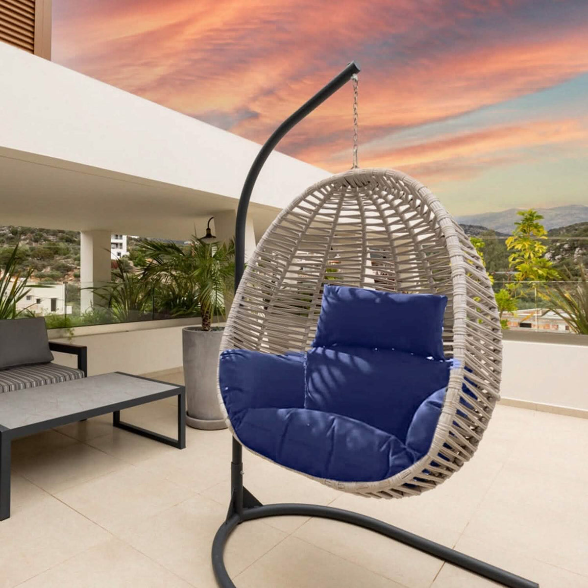 Egg Chair Hanging Basket Seat Cushion with Headrest - A-1 Thread Vault