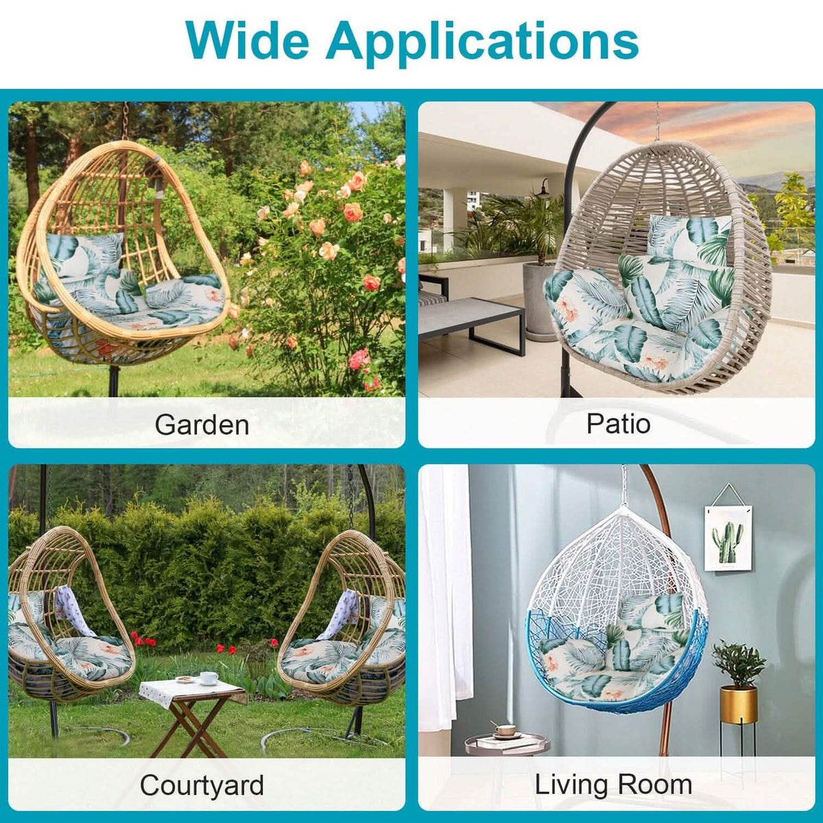 Egg Chair Hanging Basket Seat Soft Cushion with Headrest - A-1 Thread Vault