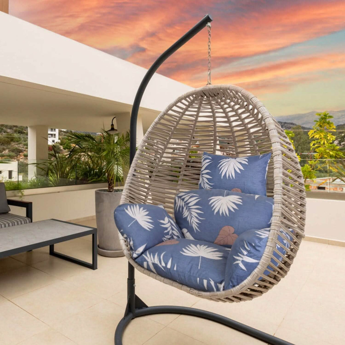 Egg Chair Hanging Basket Seat Soft Cushion with Headrest - A-1 Thread Vault