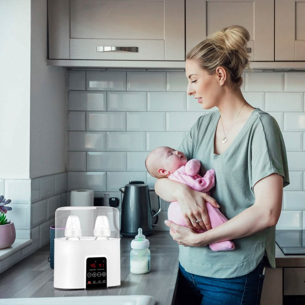 Electric Baby Milk Bottle Warmer Fit with 4 Heating Modes Adjustable Temperature Display Screen - A-1 Thread Vault