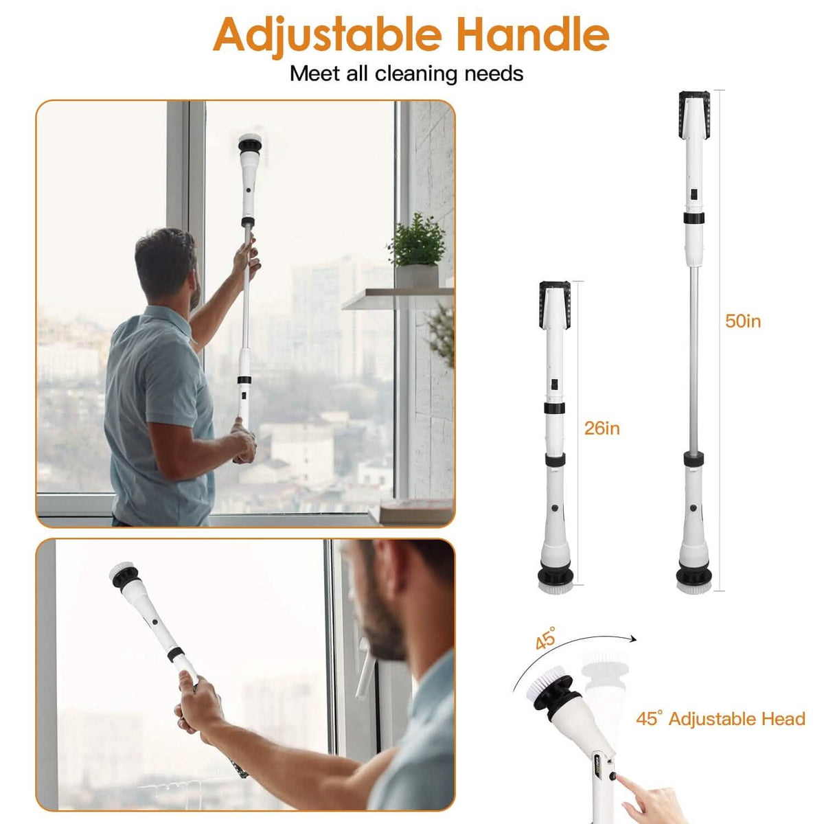 Electric Cordless Spin Scrubber Cleaning Brush with 4 Replaceable Heads - A-1 Thread Vault