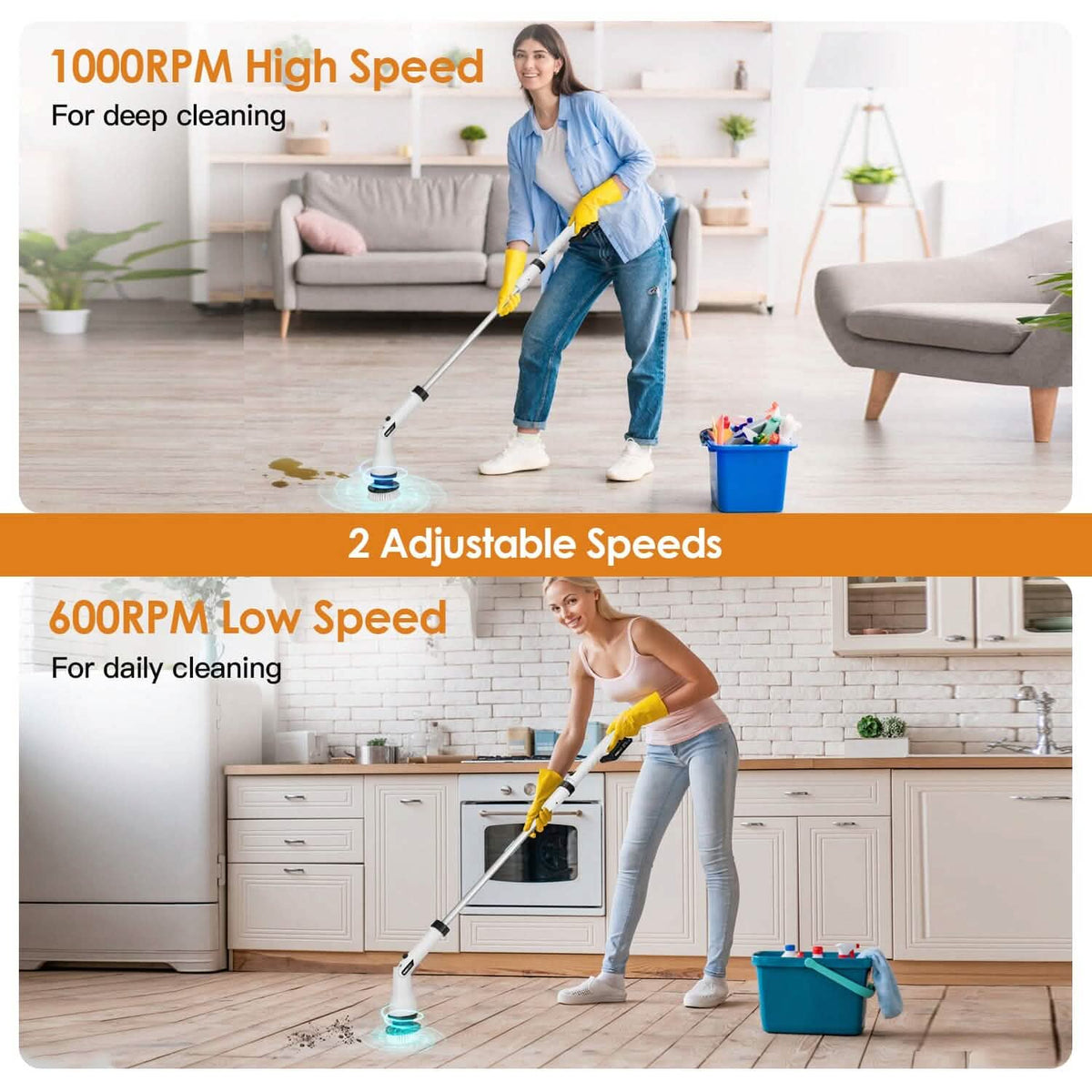 Electric Cordless Spin Scrubber Cleaning Brush with 4 Replaceable Heads - A-1 Thread Vault
