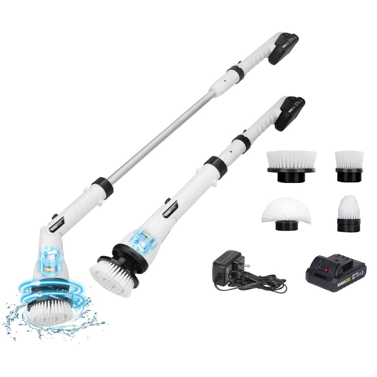 Electric Cordless Spin Scrubber Cleaning Brush with 4 Replaceable Heads - A-1 Thread Vault