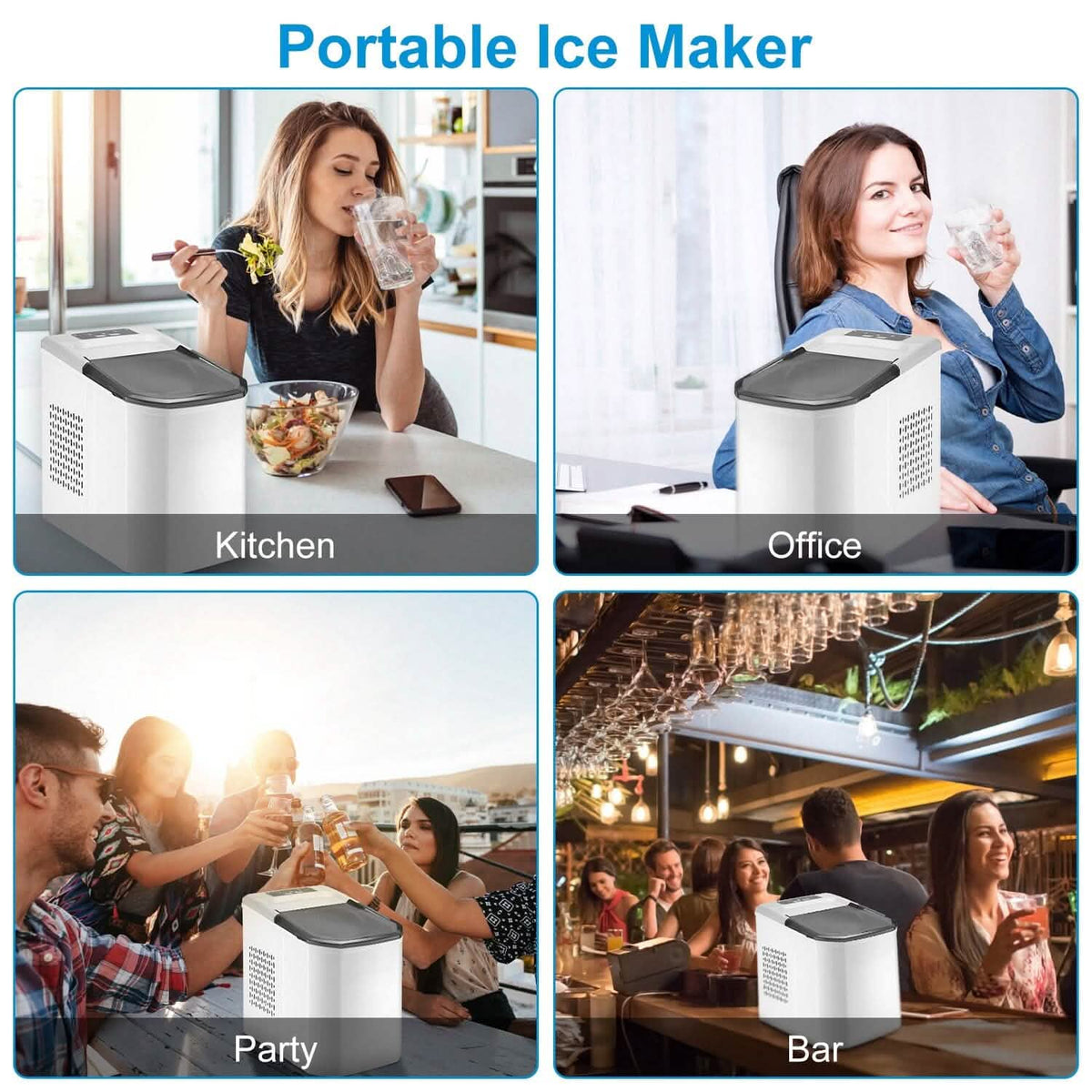 Electric Countertop Ice Make with Ice Scoop Basket Self Cleaning - A-1 Thread Vault