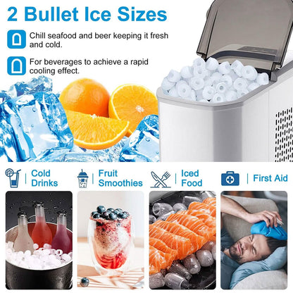 Electric Countertop Ice Make with Ice Scoop Basket Self Cleaning - A-1 Thread Vault