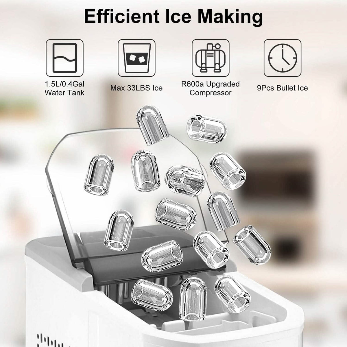 Electric Countertop Ice Make with Ice Scoop Basket Self Cleaning - A-1 Thread Vault