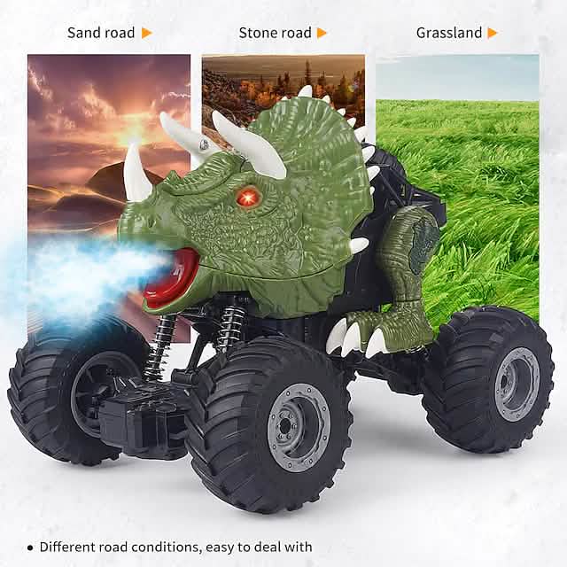 Electric Dinosaur Remote Control Spray Stunt Car - A-1 Thread Vault